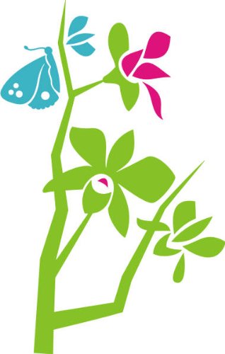 PEMA INDIGOS UG - Wandtattoo Wandsticker Wandaufkleber Aufkleber - Wandaufkleber DD416 Mehrfarbig Orchideen und Schmetterlingen 188 x 120 cm