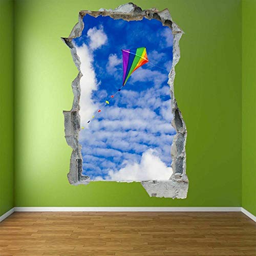 Drachen fliegen blauer Himmel Wandkunst Aufkleber Wandtattoo Vinyl Poster Kinderzimmer Fc25-3D DIY Aufkleber Wandbild
