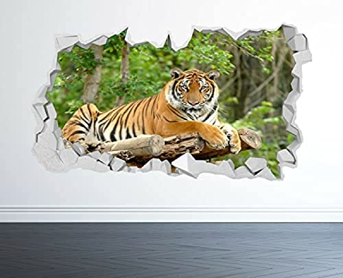 Tiger Wandtattoo 3D Look - Schlafzimmer Lounge Natur Tier Wandtattoo DIY