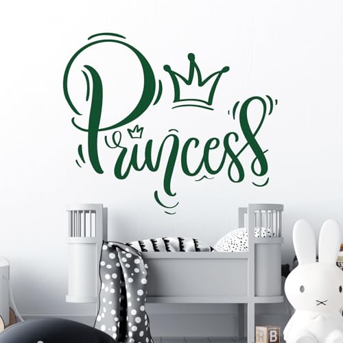 Wandtattoo / Wandaufkleber, Motiv: Prinzessin in Schrift mit Krone, für Mädchen, Motiv Wald