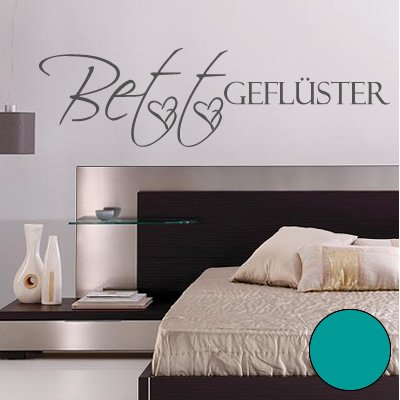 Klebesüchtig Wandtattoo Bettgeflüster 60cm x 17cm türkis Dekoration - Bad - Wohnzimmer - Aufkleber - Wandsticker