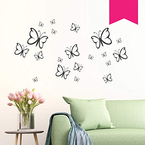 Wandkings Wandtattoo Schmetterlinge im Set, 20 Stück in pink - erhältlich in 33 Farben