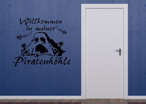 Wandtattooladen Wandtattoo - Willkommen in meiner Piratenhöhle Größe:45x37cm Farbe: lichtblau