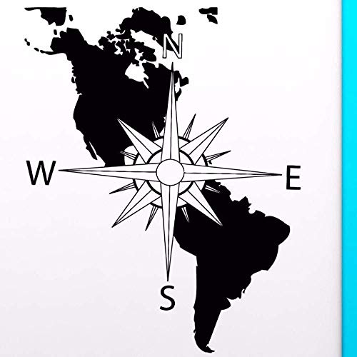 Kompass Vinyl Wandtattoo Amerika Kontinent Karte Wandkunst Wandbild Navigation Kompass Wandaufkleber Home Decoration Wandaufkleber 57x71cm