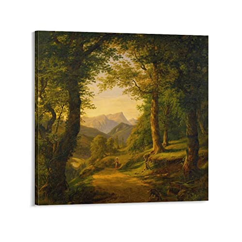 F.C. Kiærskou Die Straße von Reichenhall nach Ramsau in Bayern, Poster, dekoratives Gemälde, Leinwand, Wandkunst, Wohnzimmer, Poster, Schlafzimmer, Gemälde, 50 x 50 cm