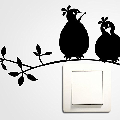 Grandora Wandtattoo Zwei lustige Vögel auf Zweig I türkis (BxH) 19 x 11 cm I Kinderzimmer Wohnzimmer Sticker Aufkleber Wandaufkleber Wandsticker W5036