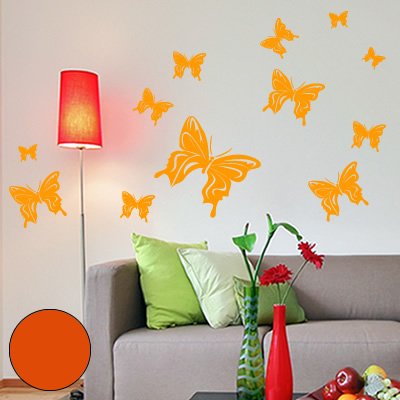 Klebesüchtig A157 Wandtattoo Schmetterlinge Aufkleberbogen 60cm x 30cm orange - Dekoration - Bad - Wohnzimmer - Aufkleber - Wandsticker