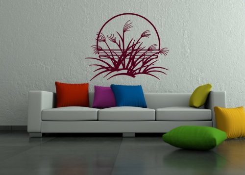 Wandtattooladen Wandtattoo - Gräser im Sonnenuntergang Größe:140x113cm Farbe: weiß