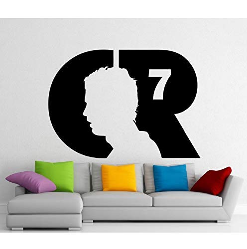 Modernes Design Cristiano Ronaldo Wandtattoo Cr7 Fußball Vinyl Aufkleber Wandaufkleber Abnehmbarer wasserdichter Aufkleber 58 x 41 cm