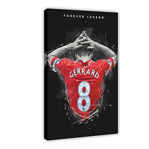 Steven Gerrard Poster Fußball Fußball Bild Leinwand Poster Wandkunst Dekor Druck Bild Gemälde für Wohnzimmer Schlafzimmer Dekoration Rahmen Stil 30 x 45 cm