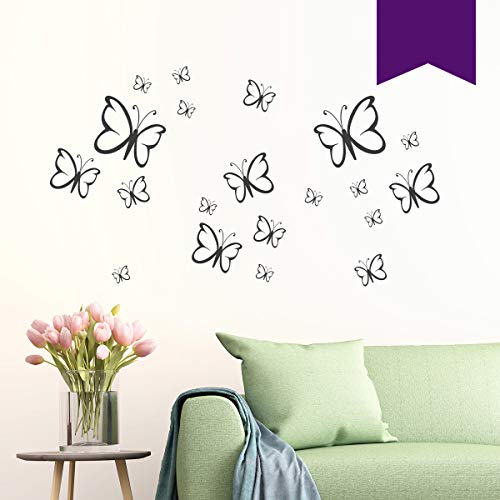Wandkings Wandtattoo Schmetterlinge im Set, 20 Stück in violett - erhältlich in 33 Farben