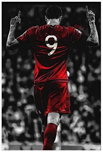 GPEIHANG Poster Und Gedruckte Robert Lewandowski Fußballstar des FC Bayern München für Family Decor Leinwand Malerei Wandkunst Bilder 23.6 x35.4 (60x90cm) Kein Rahmen