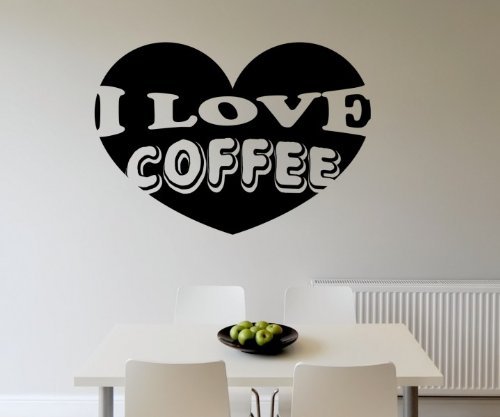 Wandtattoo I love Coffee Herz Küche Spruch Liebe Sticker Wand Aufkleber 5Q720, Farbe:Braun glanz;Breite vom Motiv:45cm