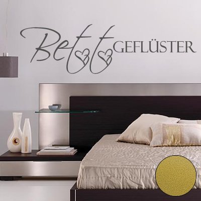 Klebesüchtig Wandtattoo Bettgeflüster 90cm x 25cm Gold Dekoration - Bad - Wohnzimmer - Aufkleber - Wandsticker