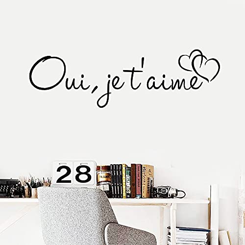 French Oui,jet'aime Vinyl-Tapete, selbstklebend, Wandaufkleber, Vinyl-Kunst, Wandaufkleber, Schlafzimmer-Dekoration, Wandtattoo, A8, blau, 42 x 12 cm