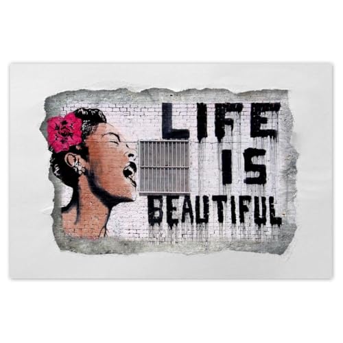 Wandtattoo, Dekor, Fotoaufkleber, 90 x 60 cm,  Life is Beautiful , Banksy Nr. H33M_WFNS1L