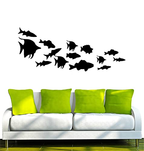 WANDTATTOO/Wandsticker w369 Fische Karpfen Wasser Wasser Wandaufkleber 40x16 cm, schwarz
