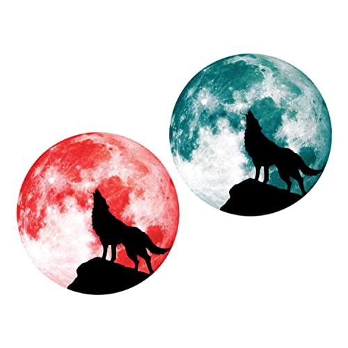 ORFOFE 2st Halloween-wandaufkleber 3d-wolf-wandtattoos 3d-aufkleber 3d-wandaufkleber Halloween-wandtattoos Tieraufkleber Leuchtendes Wandtattoo Mondaufkleber Wohndekoration Wolf Zeug Pvc
