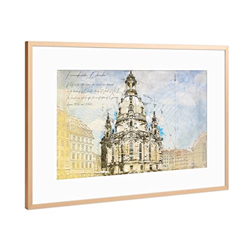 artboxONE Poster mit Rahmen Kupfer 30x20 cm Frauenkirche, Dresden von Theo - gerahmtes Poster