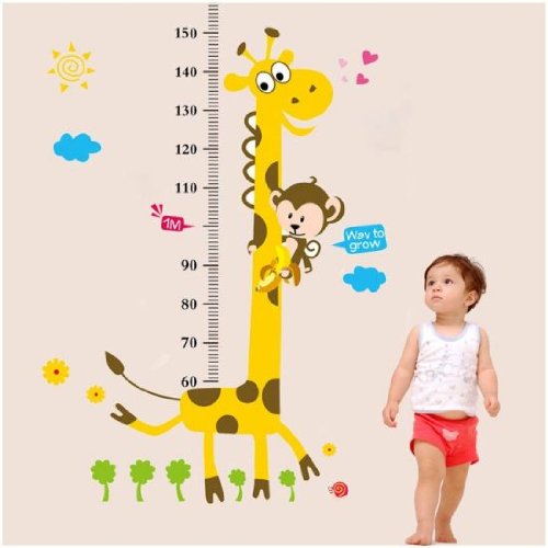 XL! Giraffe Growth Chart, Maßband Messlatte Wandtattoo Wandaufkleber Wandsticker Kinderzimmer Geschenk Gr. 60*90cm
