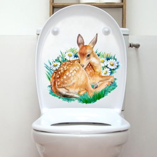 Winhappyhome Wandtattoo Schlafzimmer Wohnzimmer WC Dekoration Aufkleber Fenster Aufkleber Toilettendeckel Aufkleber (Sika Hirsch)