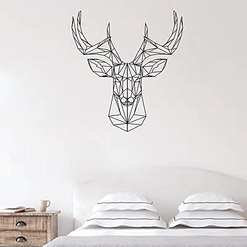 Geometrische Hirschkopf Geweih Jagd Wandtattoo Vinyl Aufkleber Tier Wand Mode Dekorative Wandaufkleber Wandbild A9 52x57cm
