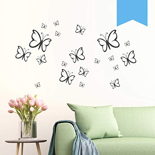 Wandkings Wandtattoo Schmetterlinge im Set, 20 Stück in lichtblau - erhältlich in 33 Farben