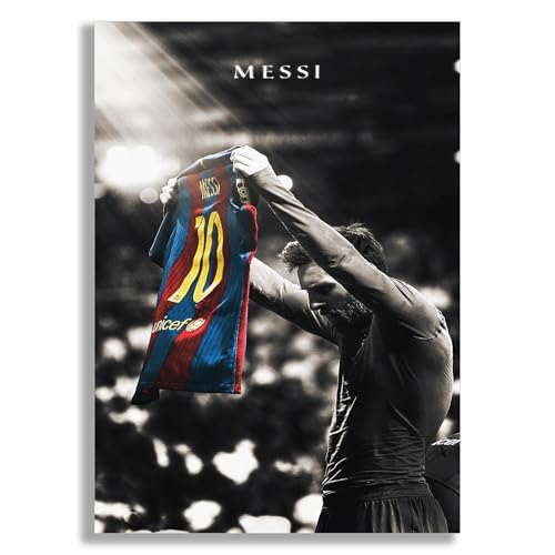 JUSTGOODMOOD® Poster Fußball Lionel Messi Nummer 10 bei Fc Barcelona als Deko Print ohne Rahmen (30x40cm)