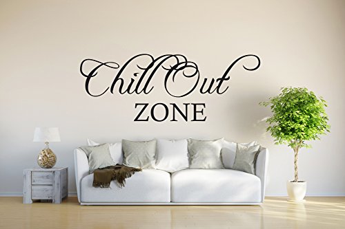 INDIGOS UG - Wandtattoo Wohnzimmer - Wandaufkleber Chill Out Zone- schwarz - 120x45 cm - Aufkleber Kinderzimmer Schlafzimmer Küche Badezimmer Büro Dekoration