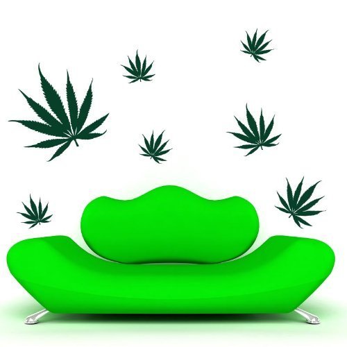 Cannabisblatt Set (7 Blätter) - Farbe: Grüngelb