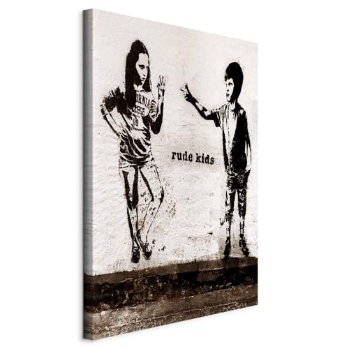 murando - Akustikbild Banksy Rude Kids Bilder Akustikschaum Hochleistungsschallabsorber Schallschutz Leinwand 1 tlg Wandbild Raumakustik Schalldämmung Mädchen Jung Kinderzimmer