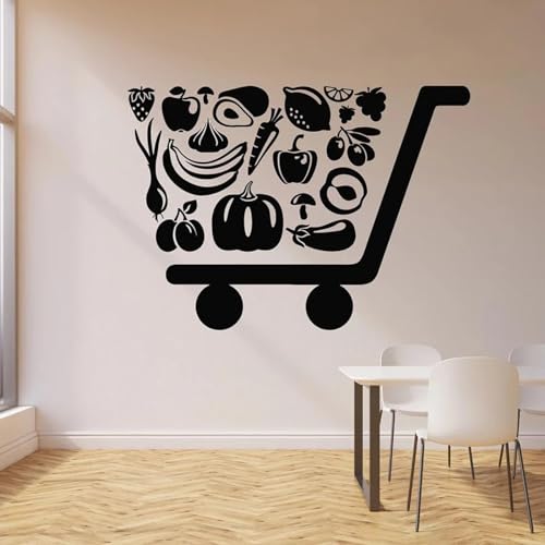 YYZOVBNN Bio-Öko-Lebensmittel, gesundes Obst, Shop, Wandtattoo, Supermarkt, Innenküche, Dekoration, Vinyl-Fensteraufkleber, kreatives Kunst-Wandbild，42x30cm