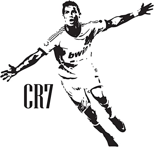 WEDUIT 60 cm * 50 cm - Fußball Wandaufkleber Wandaufkleber Wandaufkleber Tattoo CR7 Cristiano Ronaldo Real Madrid Wohnzimmer Schlafzimmer Wandbild (Schwarz)