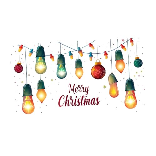 YWJLQH Weihnachts-Glühbirne-Aufkleber, Weihnachts-Dekor, Kunst-Wandbild, Wandtattoo für drinnen und draußen