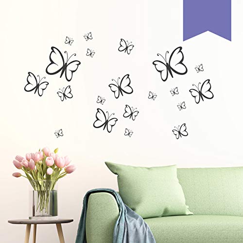 Wandkings Wandtattoo Schmetterlinge im Set, 20 Stück in Lavendel - erhältlich in 33 Farben
