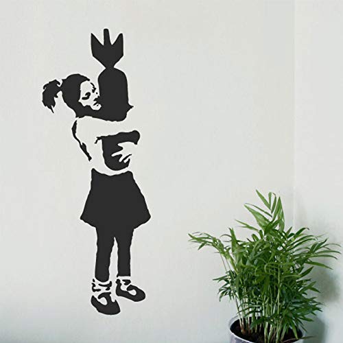 Bomb Hugger Girl Wandtattoo Banksy Urban Vinyl Wall Art Decals Home Decoration Interior Murals Wallpaper Wall Decal A1 schwarz 42x110cm