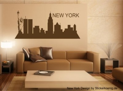 XXL Wandtattoo Skyline NEW YORK Exclusiv bei uns original Stickerkoenig Motiv: gerade - freie Farbwahl Größe: 250x110cn