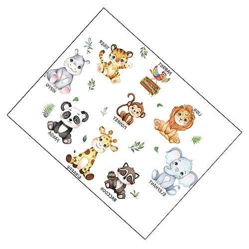 Holibanna 1Satz Wandtattoo Kinderzimmer Dschungeltiere Selbstklebend Lustige Cartoon Tiermuster für Schlafzimmer Kindergarten Spielzimmer Aufkleber mit Tiger Giraffen