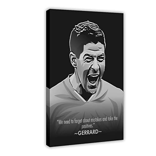 Steven Gerrard Poster Fußballzitate 2 Leinwandposter Wandkunst Dekor Bild Gemälde für Wohnzimmer Schlafzimmer Dekoration Rahmen 40 x 60 cm