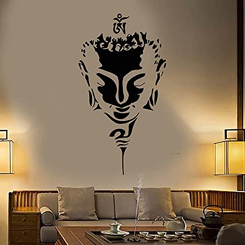 Wohnkultur Wandaufkleber Abziehbilder DIY Kunst Wandbild Tapete Buddha Kopf Gesicht Buddha Yoga Vinyl für Wandtattoo A4 dunkelgrau 42x82cm