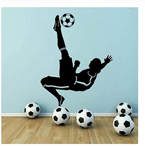 Wandaufkleber Wandtattoos Fußballtor, das Fußballspieler auf den Kopf tritt, schießen Sportkunst Kinder Junge 71X57cm