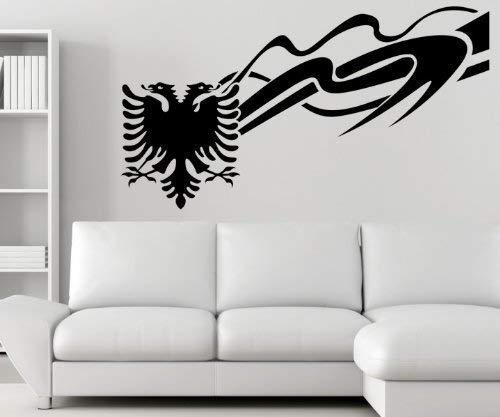 Wandtattoo albanischer Adler Albanien Shqiponjë Wand Wandsticker Aufkleber 5U002, Farbe:Königsblau glanz;1x Länge:140cm