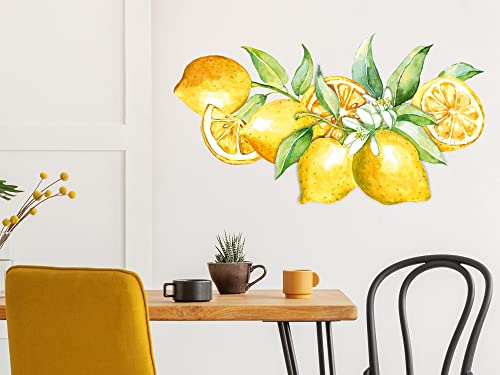 Wandtattoo Küche, Zitronen groß, Wandbild Wandaufkleber mediterran, Wandsticker für Küche Esszimmer / 54x30cm