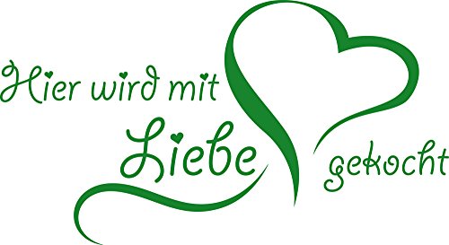 GRAZDesign Wandtattoo Hier wird mit Liebe gekocht Küche | Küchenaufkleber selbstklebend - 73x40cm / 062 hellgrün