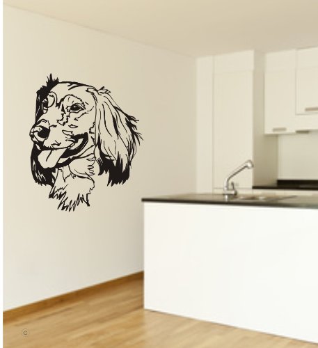 blattwerk-design Wandtattoo, Wandaufkleber, Langhaardackel, Dackel, Hund, Hunde, Größe ca. 460 mm x 450 mm, Auswahl (M061 Grün)