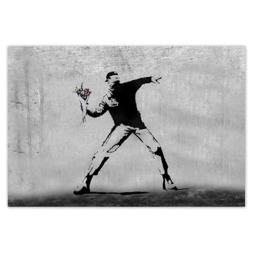 Wandsticker Dekor Foto Aufkleber 155x105cm Blumenwerfer Banksy Nr. H8123Z_NS1DB