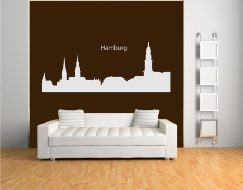 Wandtattoo Wandaufkleber Skyline Hamburg - 150x55cm