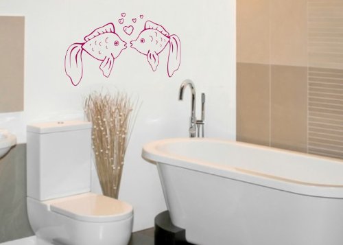 Wandtattooladen Wandtattoo - Küssende Fische Größe:60x33cm Farbe: weiß