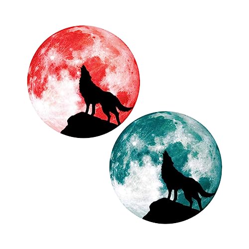 jojofuny 2St Halloween-Wandaufkleber Wandtattoos mit leuchtendem Mond tierische Deckenaufkleber Noctilucence Dekoration Halloween Zimmerdekoration PVC leuchtender Aufkleber Wandtattoo Wolf