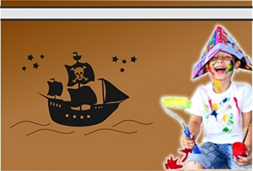 Kinder Wandtattoo Piratenschiff Pirat Kinderzimmer Wandaufkleber Schiff Groesse - 60x35cm